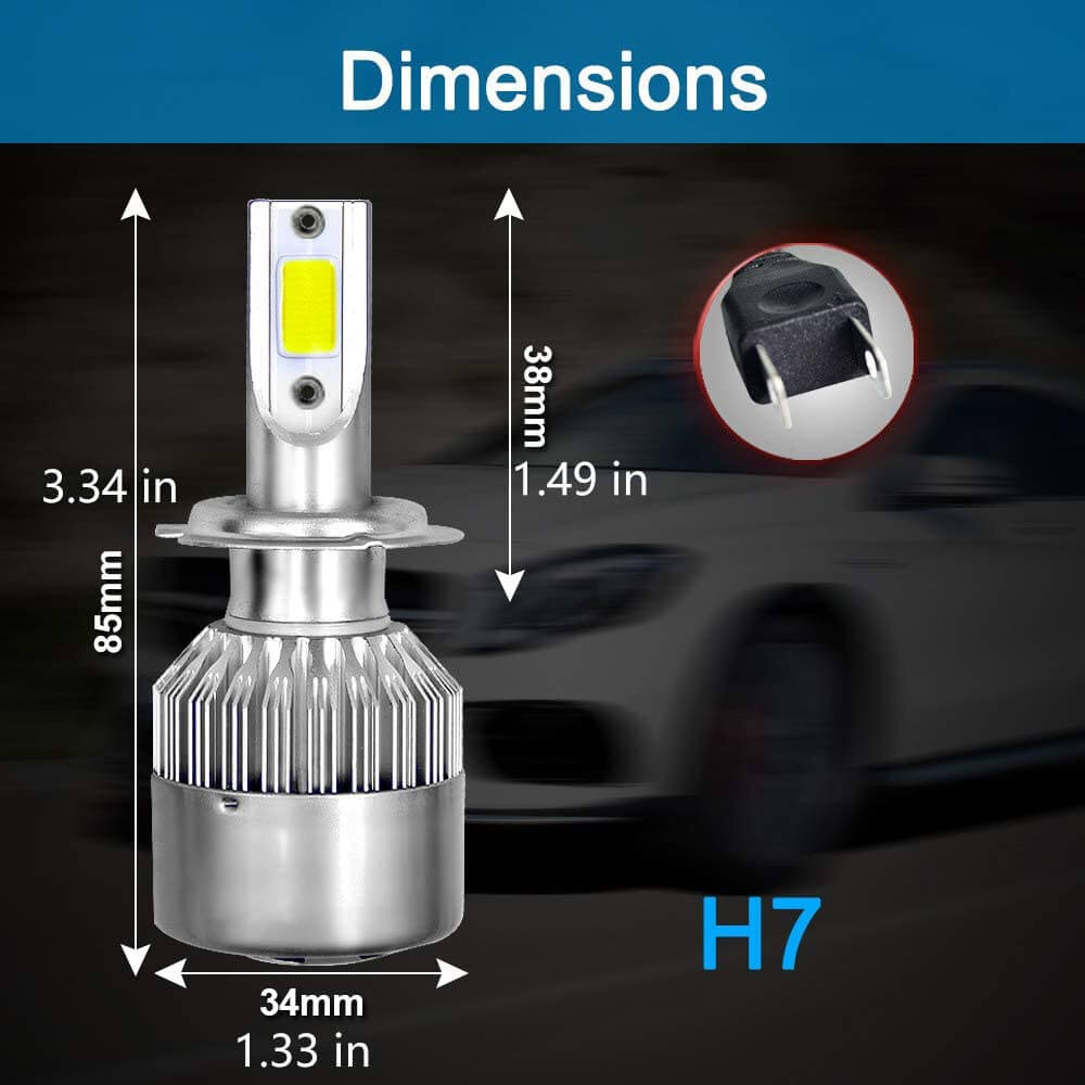 C6 LED H7 headlight bulbs COB 2